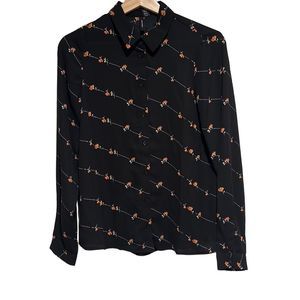Vero Moda Womens Button Up Shirt Floral Long Sleeve Top Ladies Black Size XS NWT